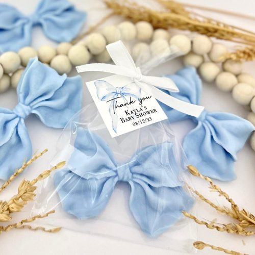 Blue Bow Bridal Shower Soap Favors:Thank You Gifts with Custom Tag Message