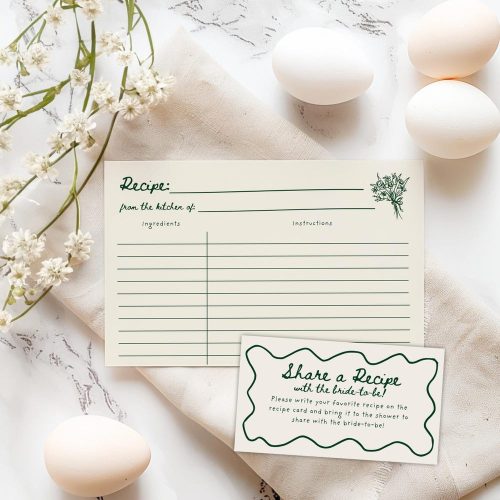 Bridal Shower Guest Recipe Request Card Printable Template