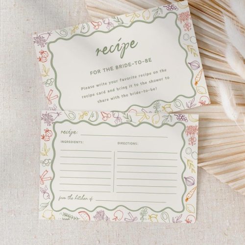 Bridal Shower Recipe Cards Editable Market Themed Template: Coordinating Invitations & Sign Available