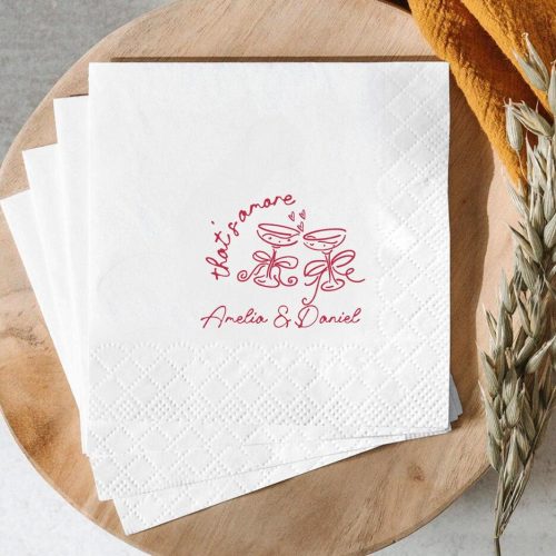 "That's Amore" Custom Cocktail Bridal Shower Napkins