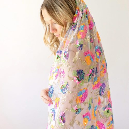 Floral Sequin Bridal Veil