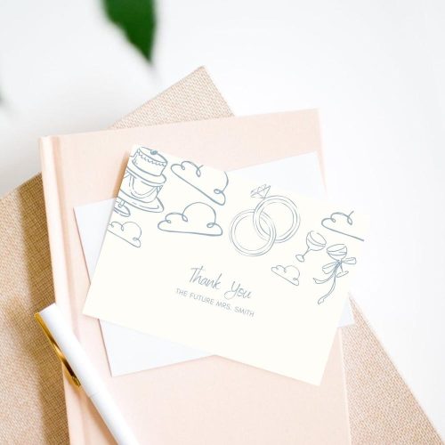 "Thankyou, The Future Mrs ..." Bridal Shower Thankyou Card, Digital Download, Whimsical On Cloud Nine