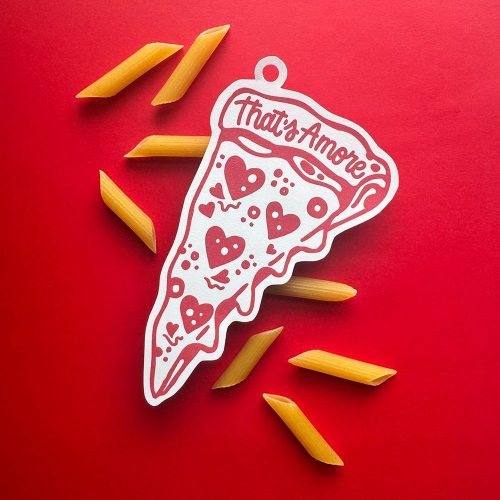 "That's Amore" Bridal Shower Gift Tag, Red & White Pizza Slice