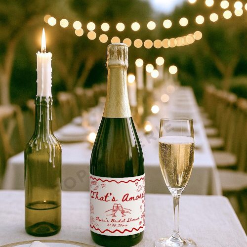 "That's Amore" Personalized Champagne/Prosecco Labels, Italian Theme Bridal Shower