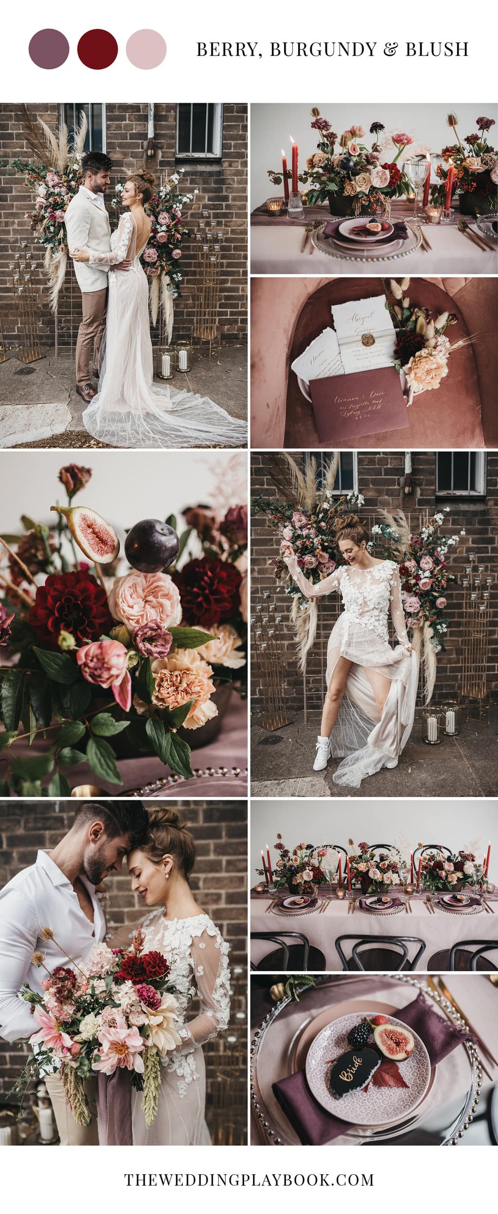 Industrial Chic Wedding Inspiration in Berry Hues | Photography: Loop Studios