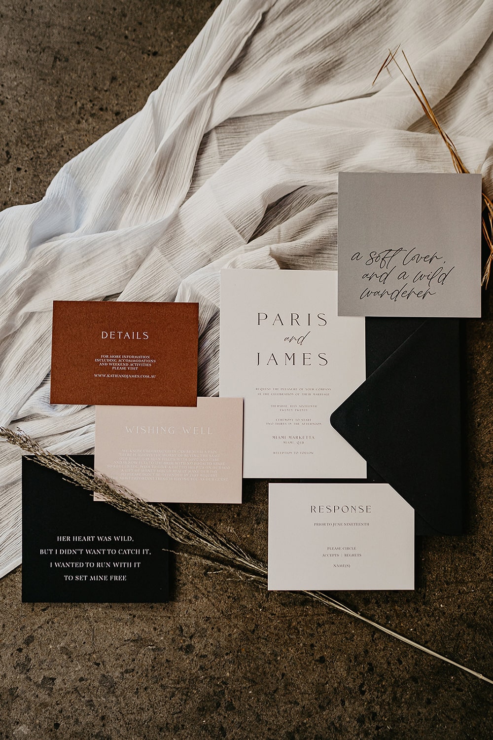 Intimate Modern Wedding Inspiration in Rust, Stone & Black | Photography: Doe and Deer Photography