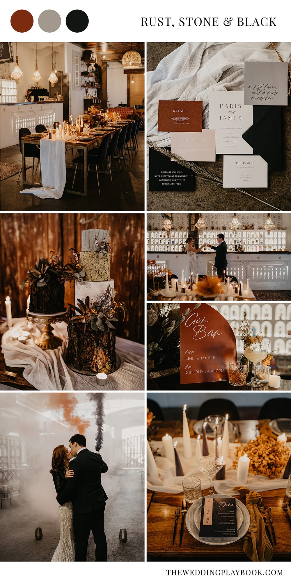 Intimate Modern Wedding Inspiration in Rust, Stone & Black | Photography: Doe and Deer Photography