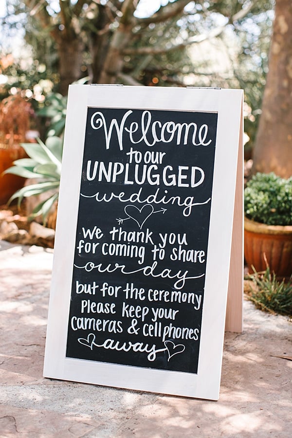 Unplugged Wedding Ceremony Sign | Josh Elliott Photography via Southern California Bride