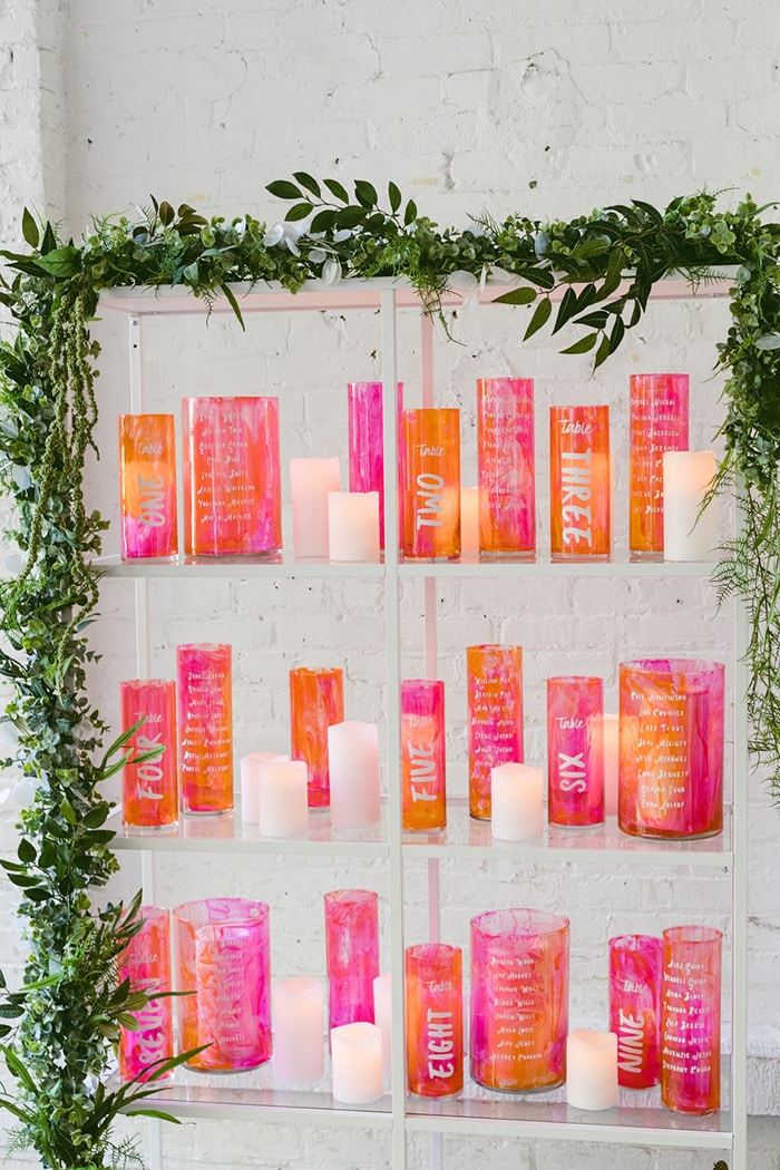 Vibrant Pink & Orange Wedding Inspiration | Seating Plan: Ruffled