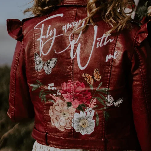 Custom Handpainted Artwork for Bridal Jacket