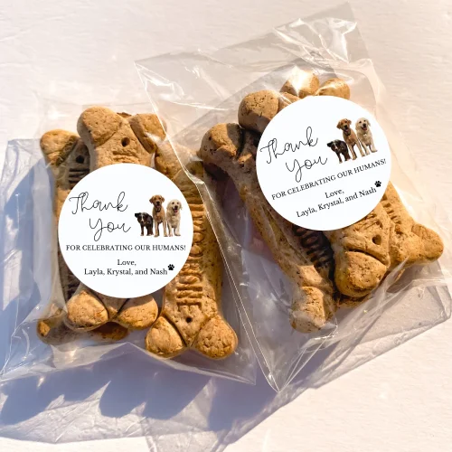 24 "Thank You for Celebrating My Humans" Personalized Sticker and Treat Bags