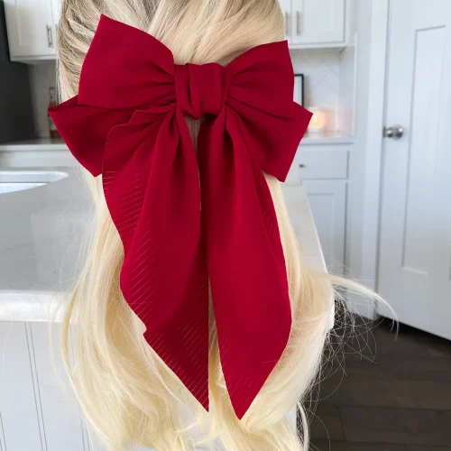 Large Double Layered Red Hair Bow